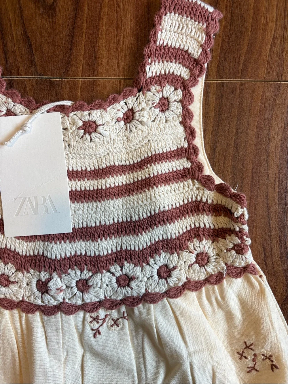 NWT Zara 6Y Crochet & Floral Embroidered Romper